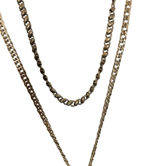 Chloe + Isabel 3 Part Convertible Necklace Crystals Brass Leaf EUC - Picture 4 of 10